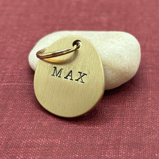 Zeer dikke OVALEN robuuste metalen Honden of Katten gouden penning in goud