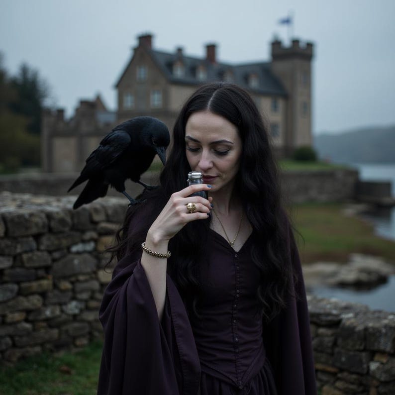 Handmade Morgana Perfume: Mystical Magnolia, Tuberose, Oud Vanilla and Cederwood, Inspired by Morgana Raven Queen