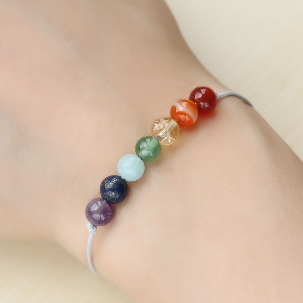 7 Chakra Bracelet with Natural Crystal Healing Stones, Energy Anxiety bracelet, Crystal Healing Jewelry, Mandala Yoga bracelet Meditation