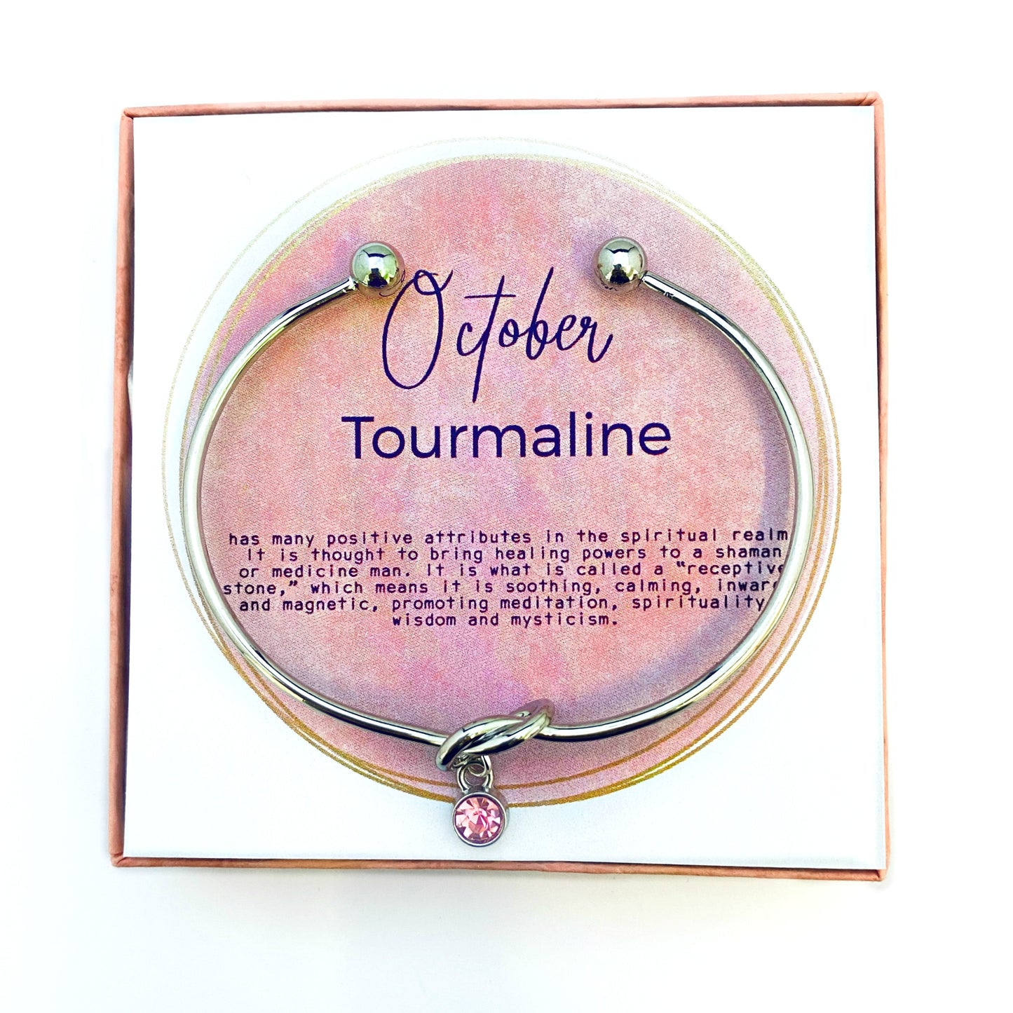 Geboortesteen armband, oktober armband cadeau, liefdesknoop, gepersonaliseerd bruidsmeisje cadeau, toermalijn charme, bruidsmeisje armband, zilveren knoop