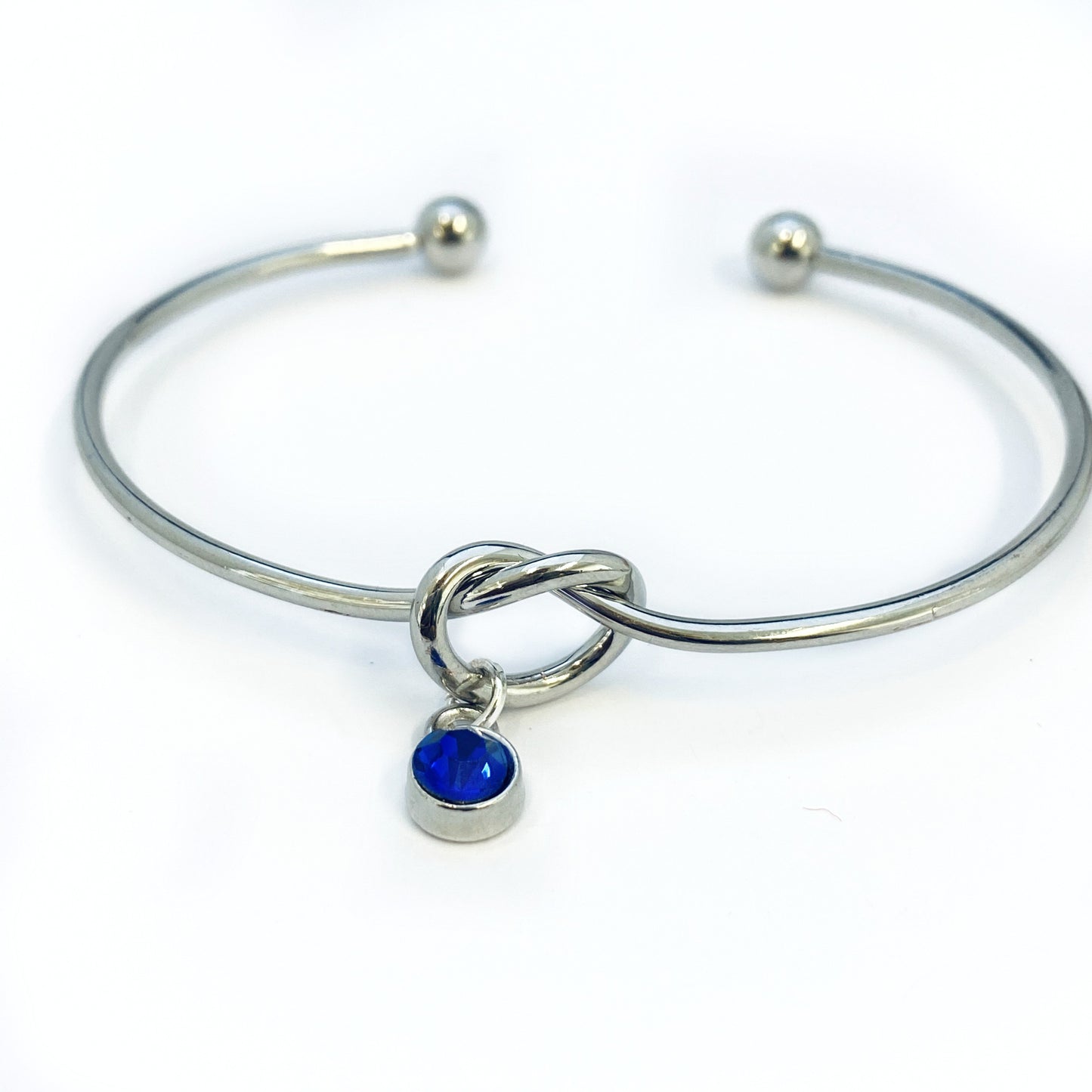 TIE THE KNOT Bracelet, September Birthday Gift, Love Knot, Personalized Bridesmaid Gift, Bridesmaid Box Idea, Birthstone Charm Bracelet