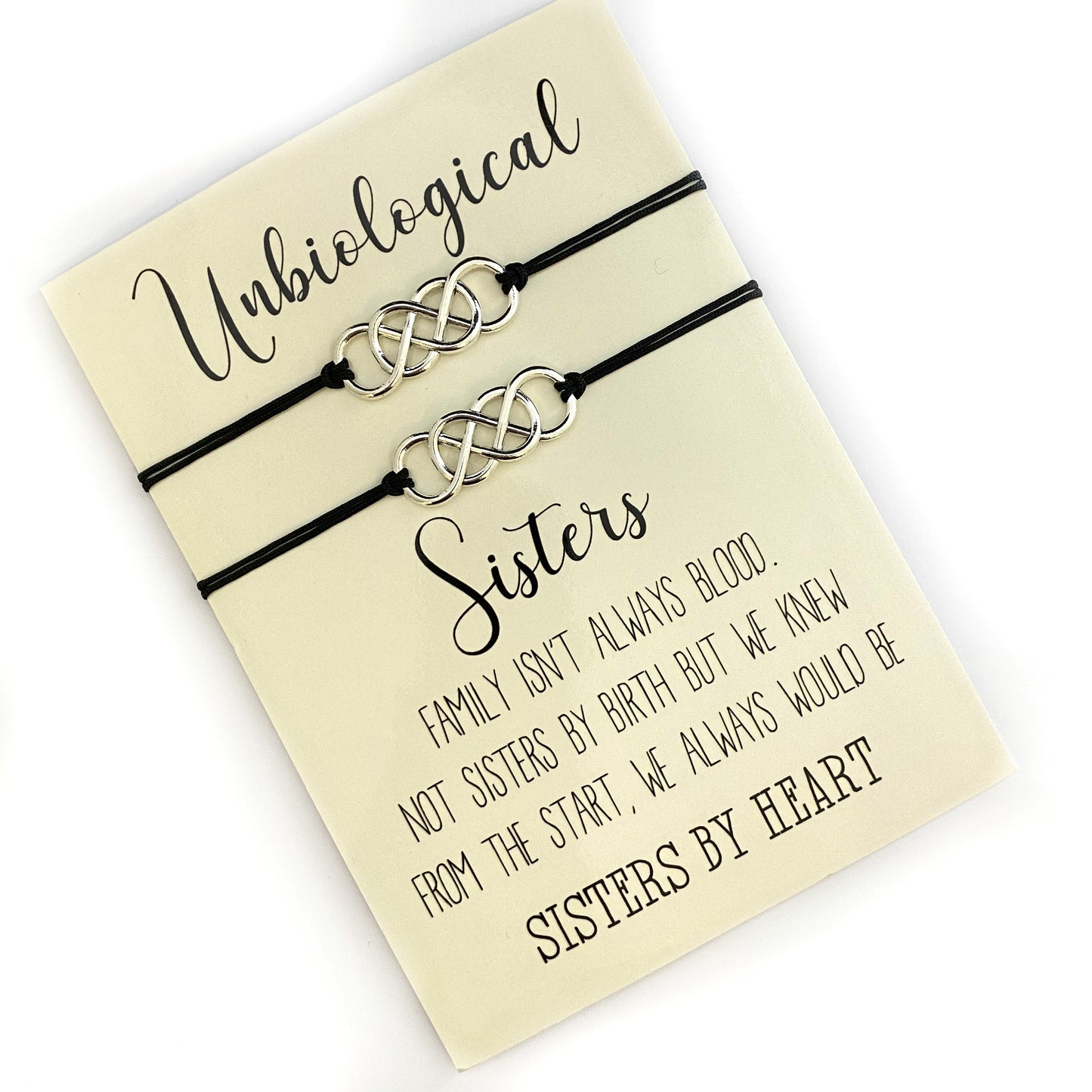 Unbiological sister infinity bracelet set
