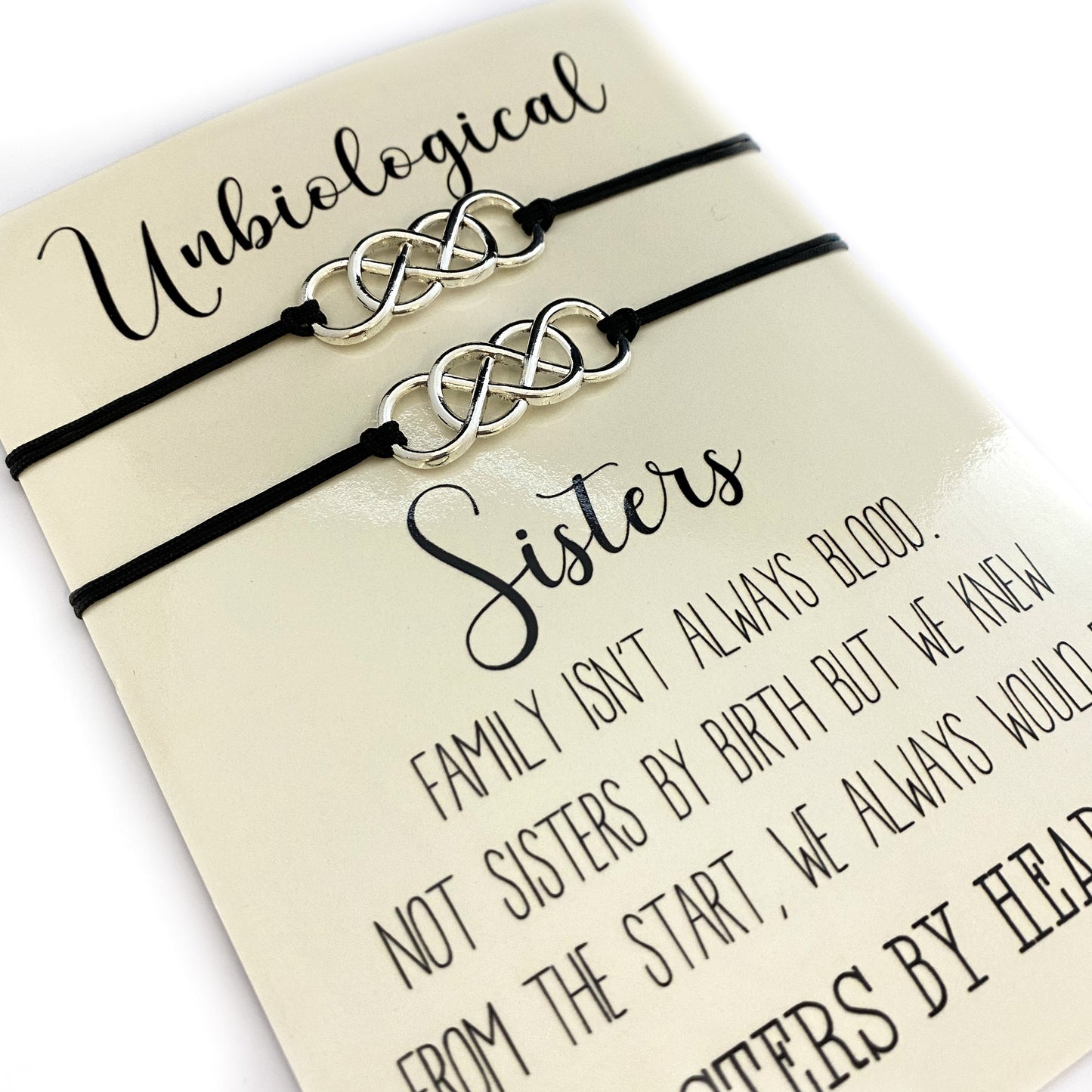Unbiological sister infinity bracelet set