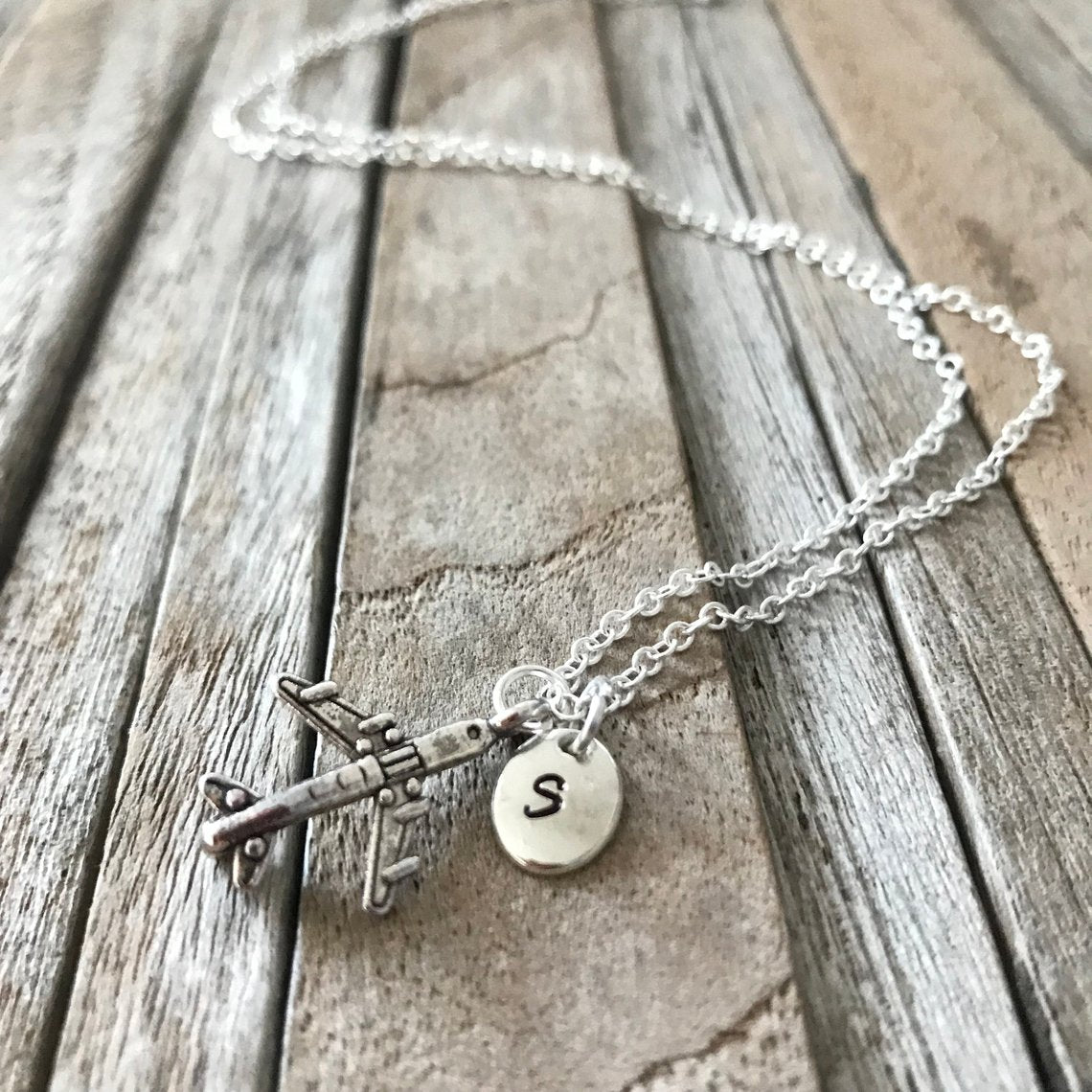 Customized Airplane necklace, Airplane charm, Airplane jewelry, Plane necklace