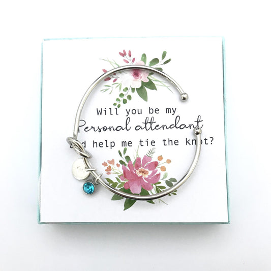 Bridal Party Gifts, Personalized Personal attendant  Gift, Personal attendant Proposal Gift, Knot Bracelet, Ask Personal Attendant