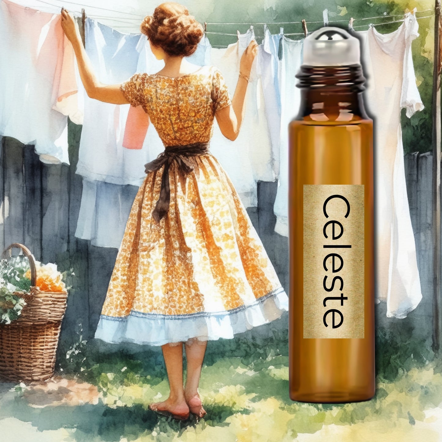 Celeste Handcrafted Rollerball Perfume Oil Cotton, Musk, Jasmine & Vanilla Fragrance | Soft Clean Fresh Laundry Linen Scent skin scent