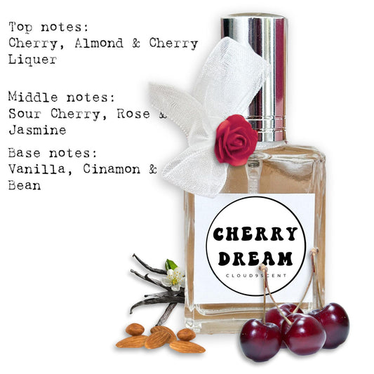 Cherry Almond Vanilla Fragrance, Perfume Sample, Feminine Sweet Scent, Cherry Dessert, Handmade Small Batch Romantic Cozy Perfume