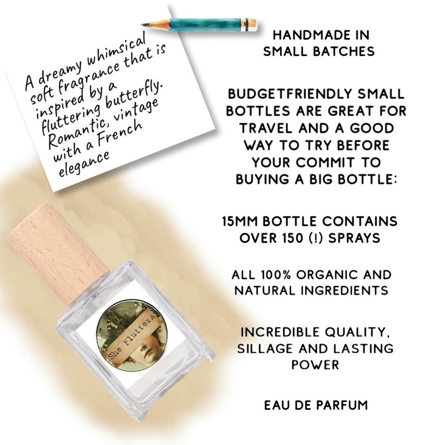 She Flutters Handcrafted Musk Perfume: Ethereal Butterfly-Inspired Soft Skin Scent