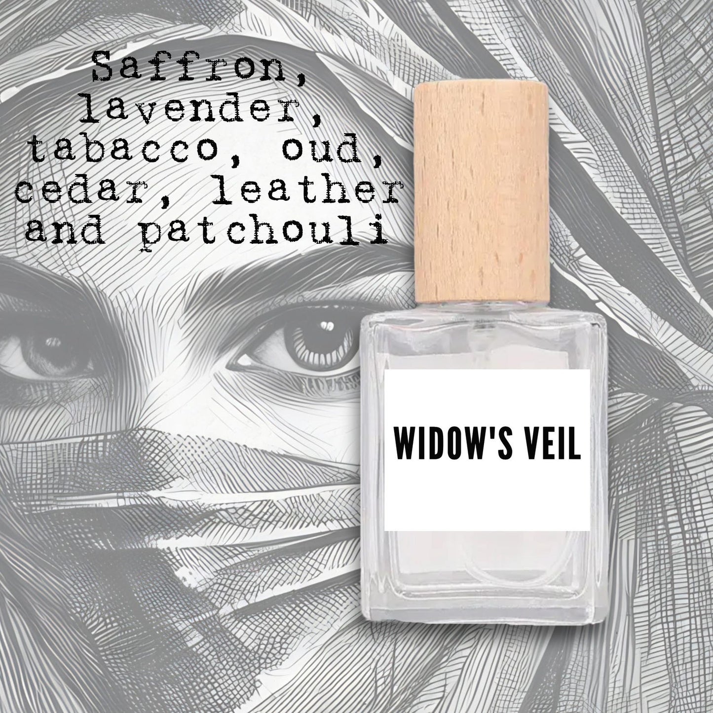 Widow’s Veil Perfume | Dark Gothic Fragrance with Patchouli, Oud, Leather, Saffron, Lavender & Cedar | Handcrafted Unisex Scent