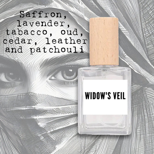 Widow’s Veil Perfume | Dark Gothic Fragrance with Patchouli, Oud, Leather, Saffron, Lavender & Cedar | Handcrafted Unisex Scent