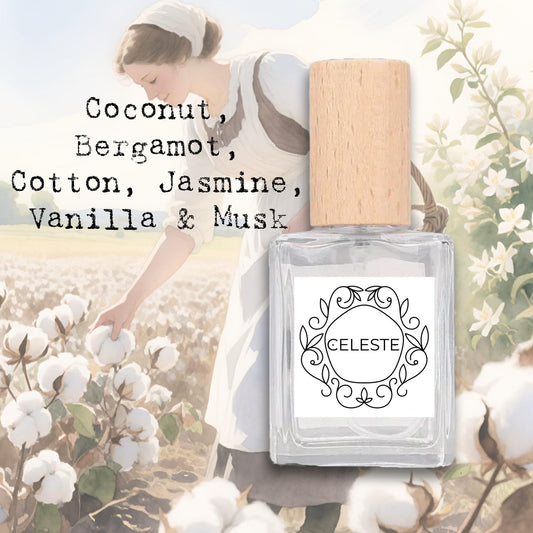 Celeste Handcrafted Perfume – Cotton, Musk, Jasmine & Vanilla Fragrance | Soft Clean Fresh Floral Scent Artisan Floral skin scent