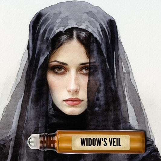 Widow’s Veil roll on Rollerball Perfume oil Dark Mysterious Strong Gothic Fragrance Patchouli, Vanilla, Jasmine, Pepper, Coffee and Cinnamon
