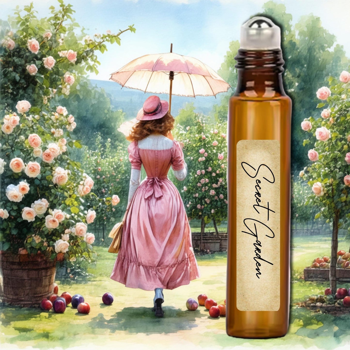 Secret Garden Roll On Perfume Oil. Artisan Handcrafted Fragrance, apple, plum, rose, musk and vanilla (Copy)