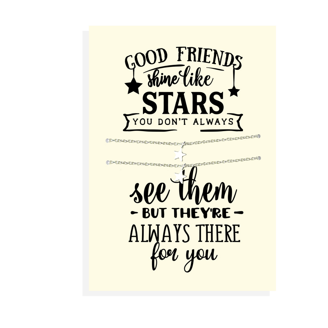 Sterling silver Good friends matching star necklace set