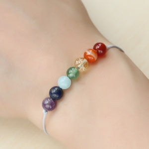 7 Chakra Bracelet with Natural Crystal Healing Stones, Energy Anxiety bracelet, Crystal Healing Jewelry, Mandala Yoga bracelet Meditation