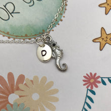 See horse necklace with hand stamped initial charm