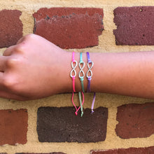 Set of Two Infinity Charm Bracelets placed on Bonus Mom and Bonus Daughter Card, Foster Mom, Foster Daughter, Step-Mom, Step-Daughter, Mother's Day Gift, Matching Bracelets