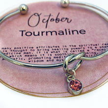 Birthstone Bracelet, October Bracelet Gift, Love Knot, Personalized Bridesmaid Gift, Tourmaline charm, Bridesmaid Bracelet, Silver Knot