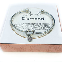 April Birthstone Bracelet, Birthstone charm Bracelet Gift, Diamond birthstone, April Birthday, April Jewelry, April birthstone charm