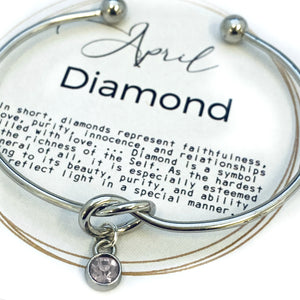 April Birthstone Bracelet, Birthstone charm Bracelet Gift, Diamond birthstone, April Birthday, April Jewelry, April birthstone charm