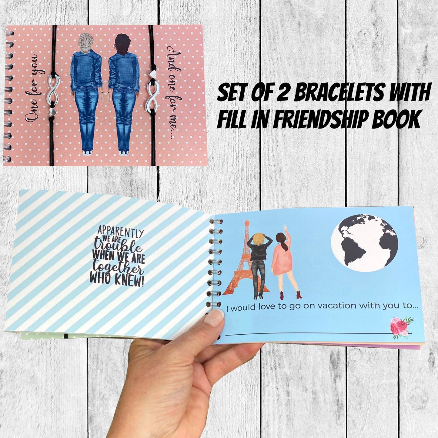 Set van 2 vriendschapsarmbanden in vriendschapsboekdagboek