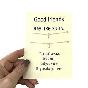 Sterling silver Good friends matching star necklace set