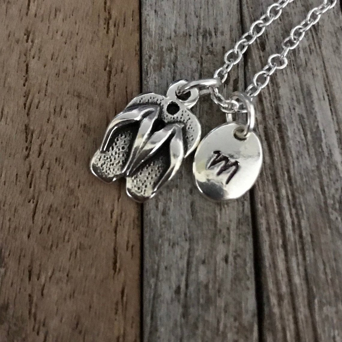 Silver sandals necklace, Shoe jewellery, Slippers charm, Teenager necklace with Initial charm