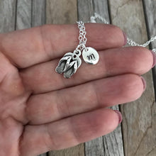 Silver sandals necklace, Shoe jewellery, Slippers charm, Teenager necklace with Initial charm