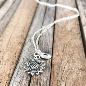 Personalized sunflower necklace