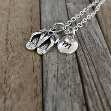 Silver sandals necklace, Shoe jewellery, Slippers charm, Teenager necklace with Initial charm