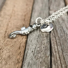 See horse necklace with hand stamped initial charm