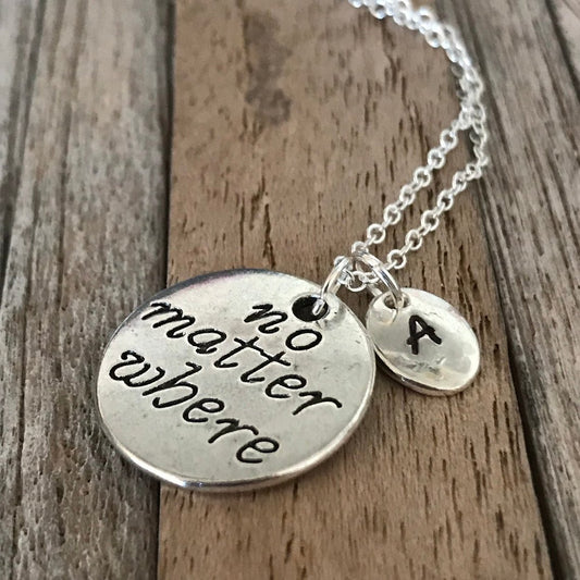 Personalized No Matter Where initial necklace