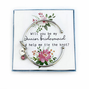 Junior Bridesmaid Bracelet, Tie the Knot Bracelet, Personalised Initial Bridesmaid Gift, Bridesmaid Proposal Gift, Knot Bracelet