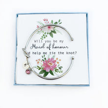 Maid of honour Proposal, Will you be my maid of honour Tie the Knot Bracelet, Personalised Initial, Bridal Party Gift, Knot Bracelet
