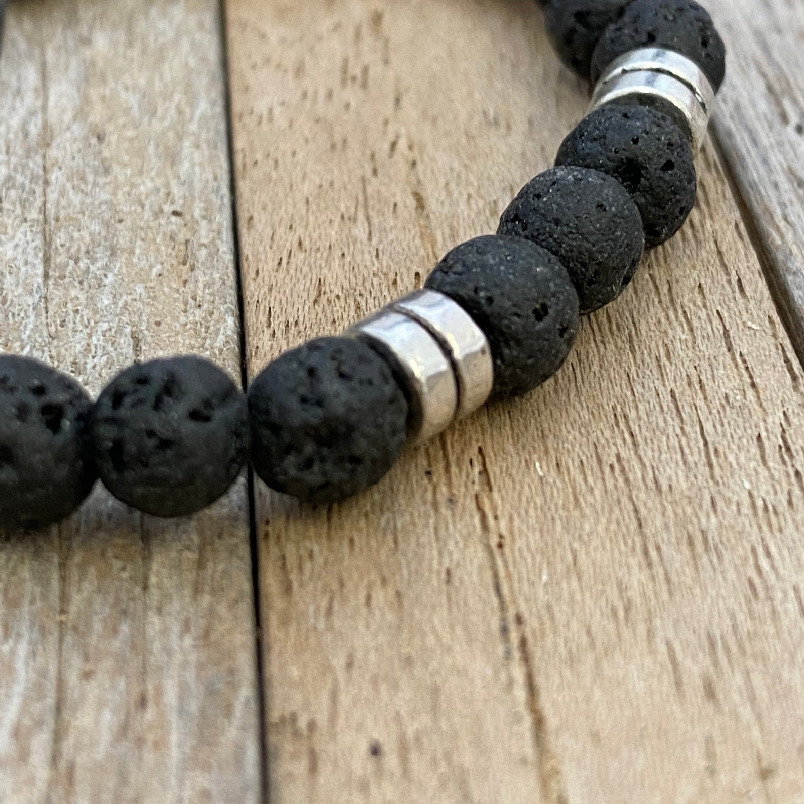 Lava Stones & Custom Vermeil Beads- Men's Beaded Bracelet - Gift for Dad - Gift for Him - Gift for Husbend - Gift for Anniversary