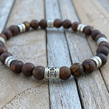 Brown Natural Gemstone Bracelet Gift, Beaded Stretch Bracelet, Boyfriend Bracelet, Gift for Boyfriend, Mens Bracelet, Mens jewellery