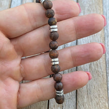 Brown Natural Gemstone Bracelet Gift, Beaded Stretch Bracelet, Boyfriend Bracelet, Gift for Boyfriend, Mens Bracelet, Mens jewellery