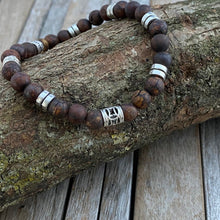 Brown Natural Gemstone Bracelet Gift, Beaded Stretch Bracelet, Boyfriend Bracelet, Gift for Boyfriend, Mens Bracelet, Mens jewellery