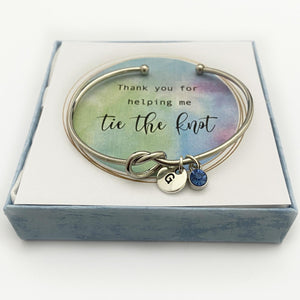 Love Knot Bracelet, Knot Bangle, Love Knot jewelry, Thank you for helping me tie the Knot Bracelet, Personalized Bridesmaid Gift