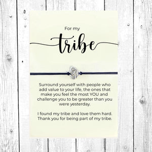 Tribe of Friends, Tribe Bracelet, Friendship Bracelet, Gift For Your Tribe, BFF Gift, Friendship Card, Silver Charm Bracelet for Best friend