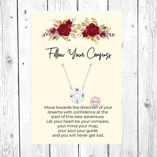 Graduation Gift Necklace for Girls, 2021 Graduation, Compass Jewelry, College High School Grad Elementary School, Senior Graduation, Compass