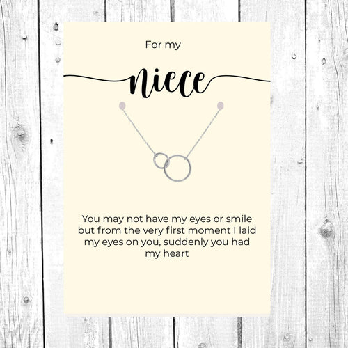 Niece Gift, Gift from Aunt, Gold Silver Rose Gold, Niece Grad, Infinity Necklace, Niece Birthday, Double Circle Necklace, Niece Graduation