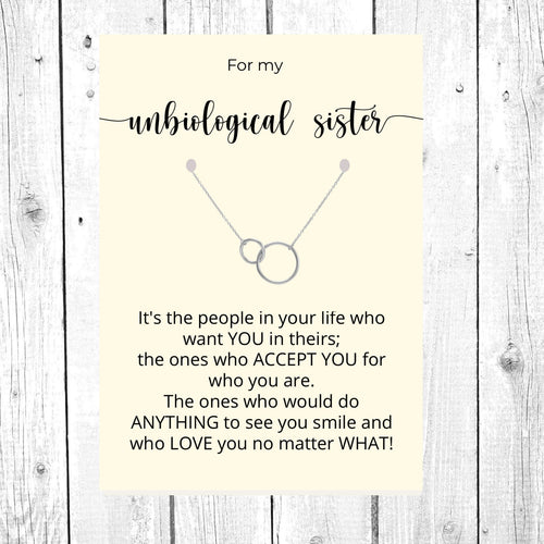 Unbiological Sister Gift, Gift for best Friend, Interlocking circles, Sterling Infinity Necklace, BFF Birthday, Friendship Gift, BFF Jewelry