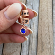 Brass Rose Gold Personalized Stethoscope ID Tag with custom birthstone charm, Hand stamped Stethoscope Charm, Nurse Birthday Gift, RN Tag, RN gif
