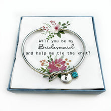 Bridesmaid Proposal, Love Knot, Will you be my Bridesmaid, Tie the Knot Bracelet, Personalised Initial Bridesmaid Gift, Love knot, Knot Bangle